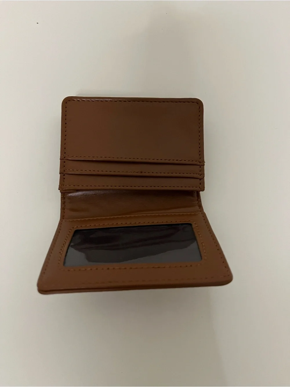 Unisex Woven Leather Card Wallet - Brown